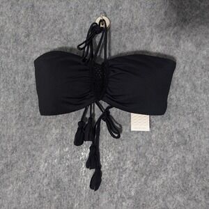 Eberjey Black Bandeau Top with Tassel Tie